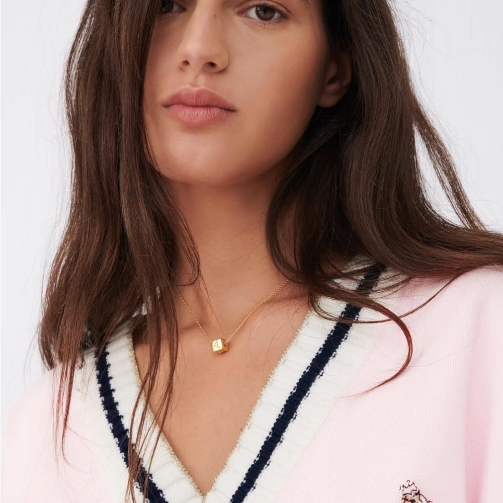 Maje PINK Women's Monette Striped Short Sleeve Edge Sweater Vest US One Size - Picture 9 of 17